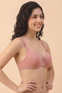 Zivame Padded Regular Wired Medium Coverage Tshirt Bra - Rose Tan — thumbnail 3